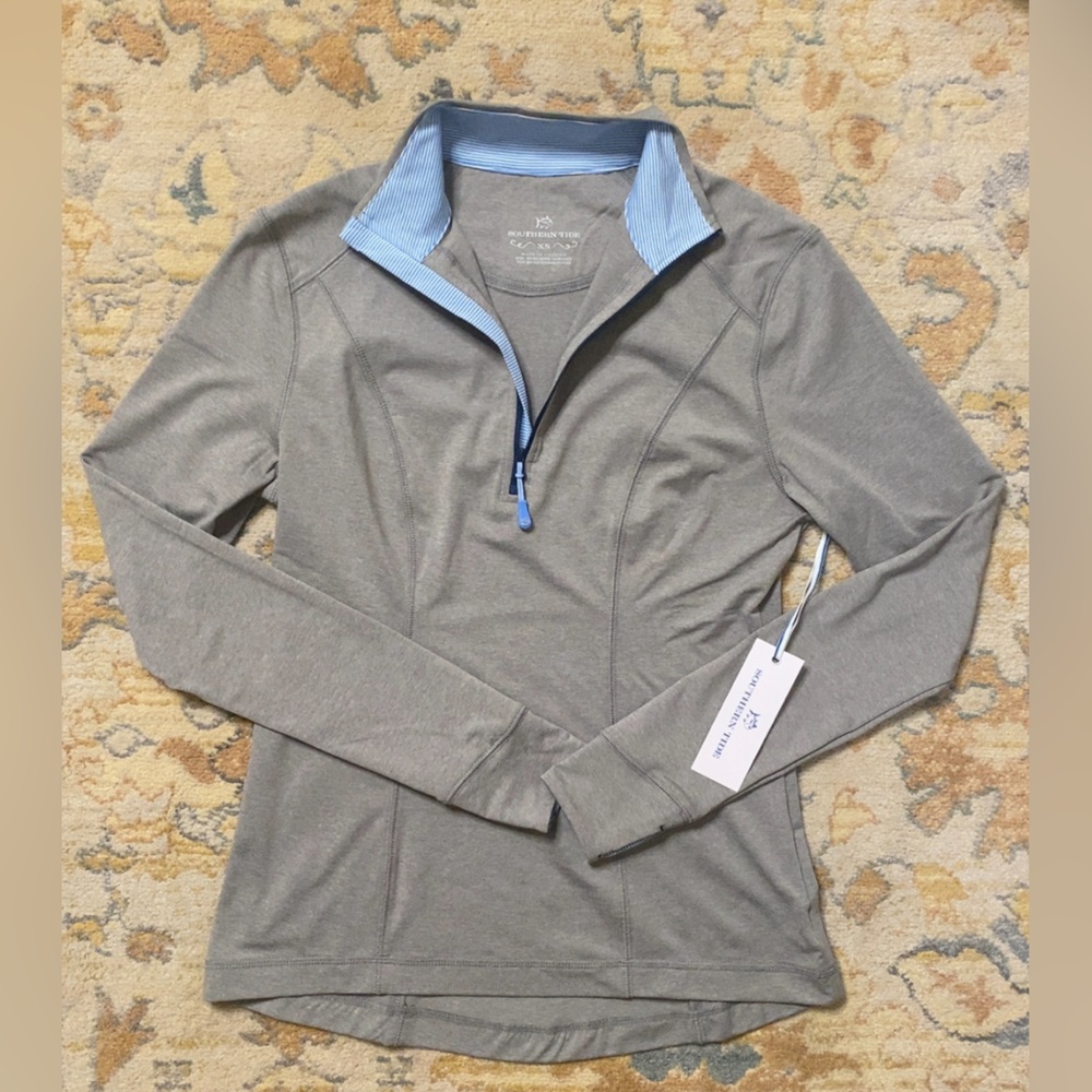 Souther Tide Women’s Skipjack Athletic Quarter Zip Pullover Heather Grey size XS